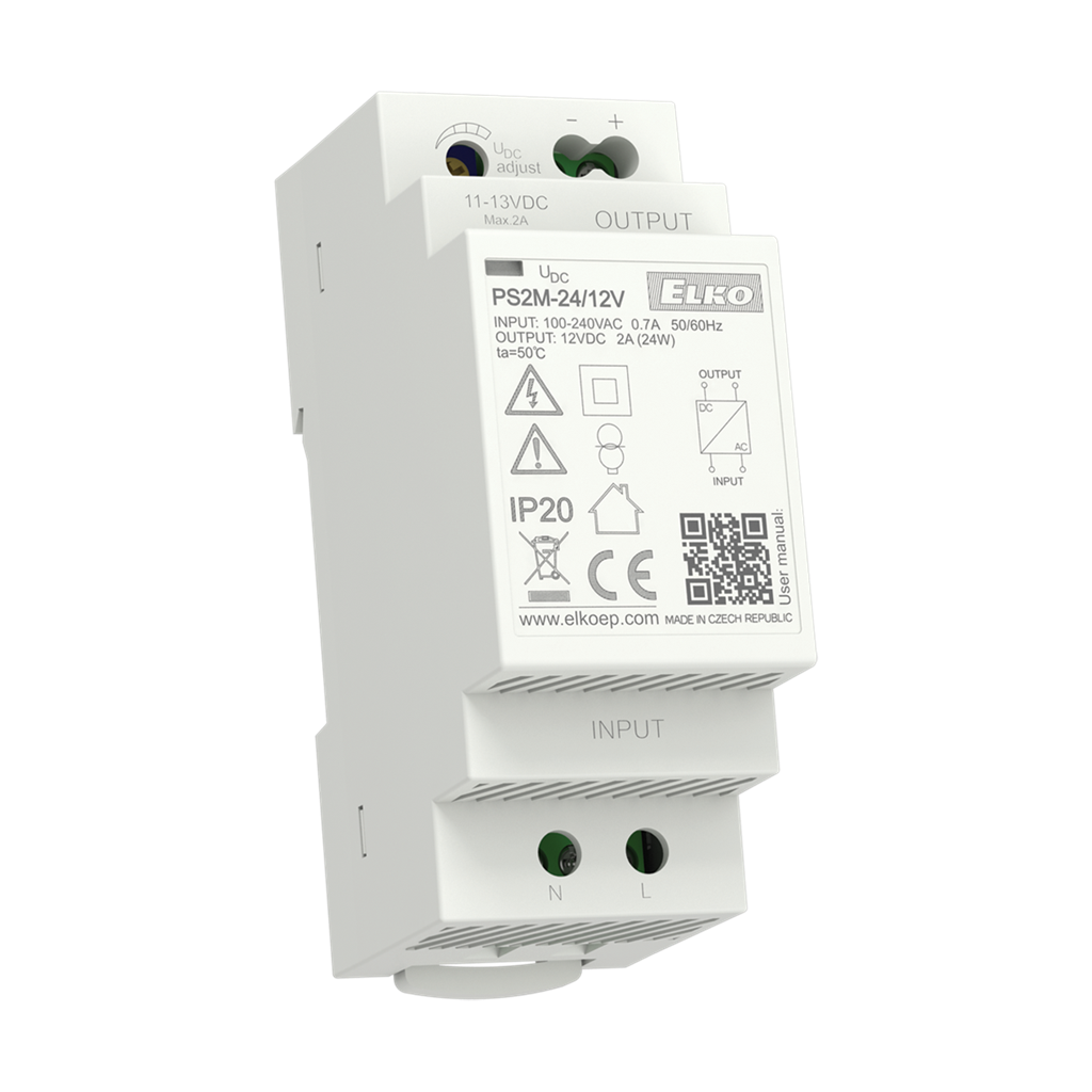 Захранващ блок 1P In:100...240Vac Out:24Vdc 1.2A, 2DIN, Elko EP