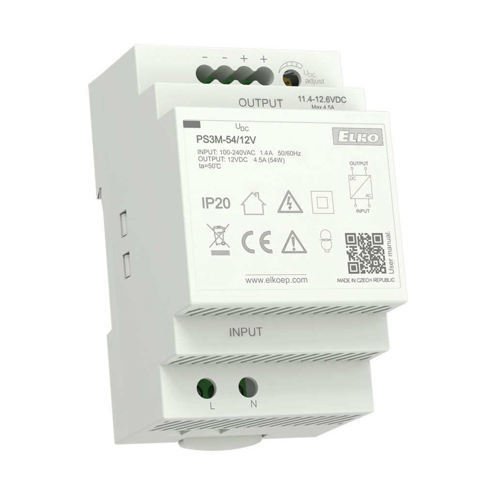 Захранващ блок 1P In:100...240Vac Out:24Vdc 2.5A, 3DIN, Elko EP