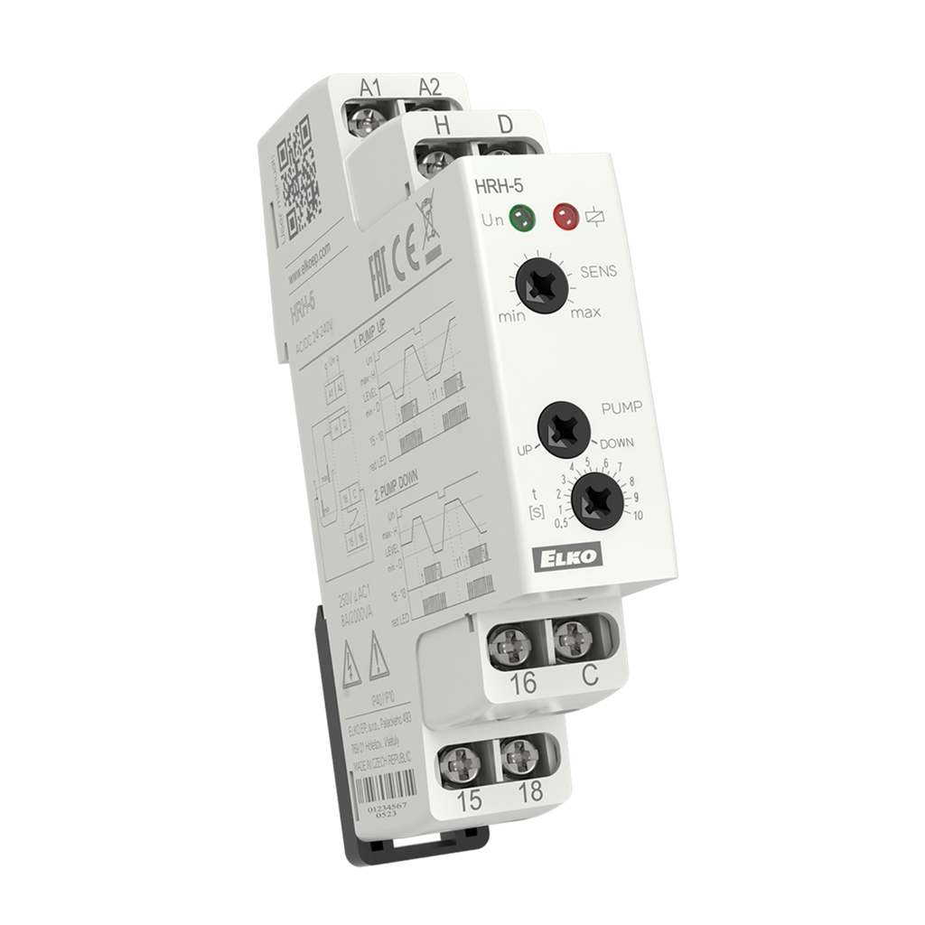 Реле за контрол на ниво, 5-100 kOhm, 1c/o 8A, 24...240Vac/dc, 1DIN, Elko EP