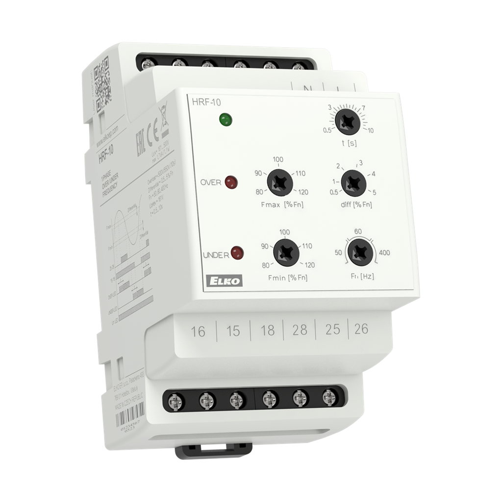 Реле за контрол на фази 1P, честота 50/60/400Hz, 2c/o 8A, 150…500Vac, 3DIN, Elko EP