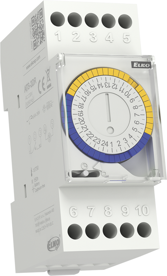 Таймер дневен, аналогов, 30 минути минимален интервал, резерв 150 часа, 1c/o 16A, 230Vac, 2DIN, Elko EP /до изчерпване/