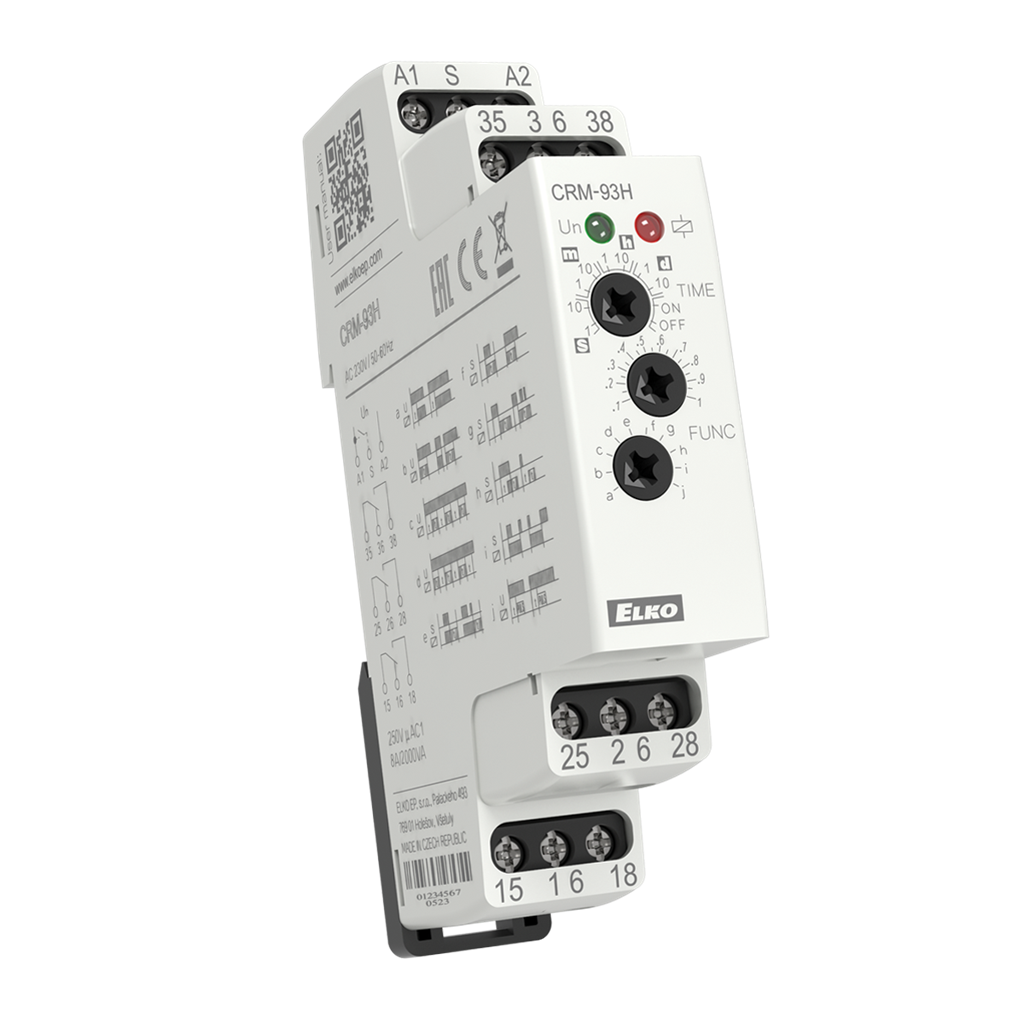 Реле за време, мултифункционално, 10x 0.1s...10d, 3c/o 8A, 12...240Vac/dc, 1DIN, Elko EP
