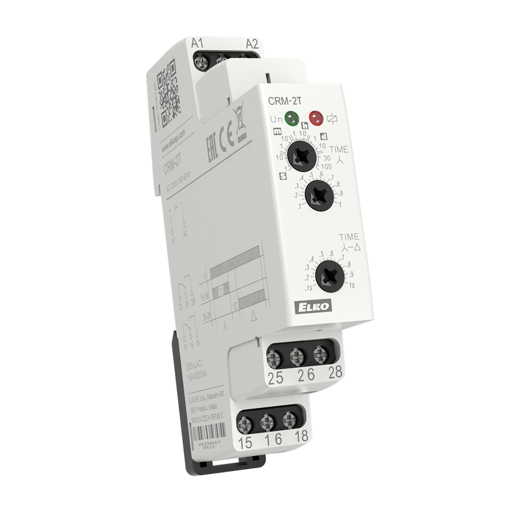 Реле за време, звезда-триъгълник, 1x 0.1s…1s, 2c/o 16A, 12...240Vac/dc, 1DIN, Elko EP