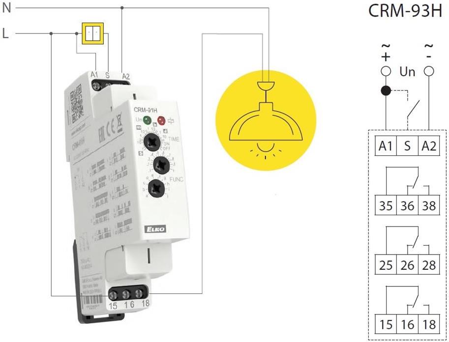 Реле за време, мултифункционално, 10x 0.1s...10d, 3c/o 8A, 12...240Vac/dc, 1DIN, Elko EP