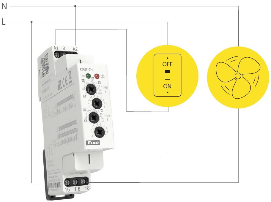 Реле за време, асиметричен цикъл, 1x 0.1s…100d, 1c/o 16A, 12...240Vac/dc, 1DIN, Elko EP