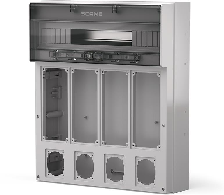 Табло за индустриални контакти и DIN модули IP65, UV, серия Proxima (24 DIN и 4х16A или 32A с блокировка и 4х Шуко) Scame