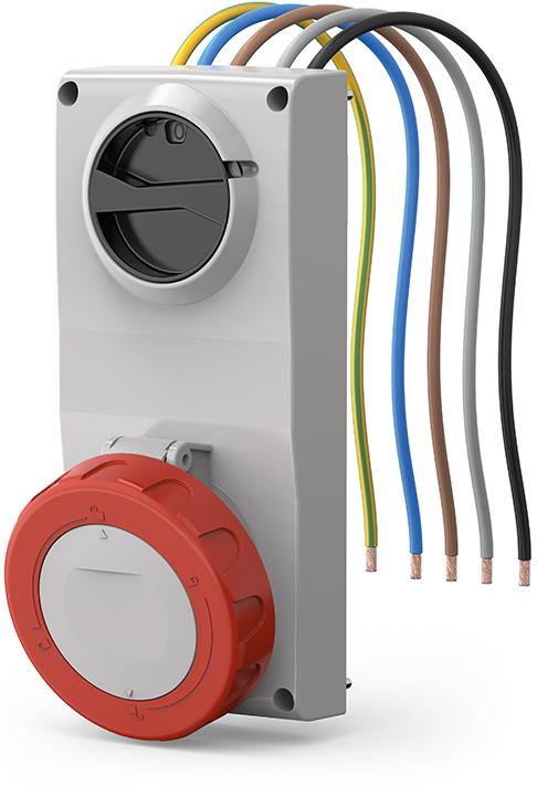 Промишлен контакт 3P+N+Е 16A IP66 с механична блокировка, фабрично окабелен, серия Proxima Scame