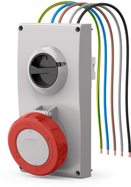 Промишлен контакт 3P+N+Е 63A IP66 с механична блокировка, фабрично окабелен, серия Proxima Scame