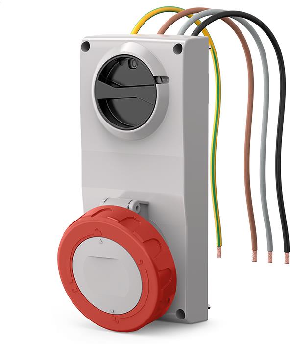 Промишлен контакт 3P+Е 16A IP66 с механична блокировка, фабрично окабелен, серия Proxima Scame