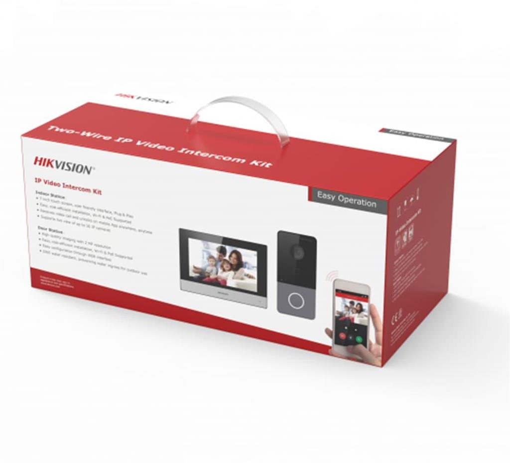 Видео-домофон комплект с DS-KH6320-WTE1 дисплей и DS-KV6113-WPE1 входен панел, IP система, Hikvision