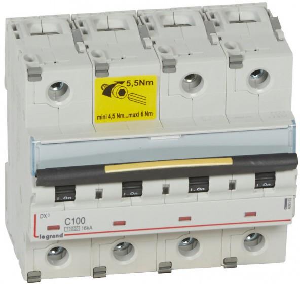 Автоматичен прекъсвач DX3 4P 100A крива С 10kA 6 мод. Legrand
