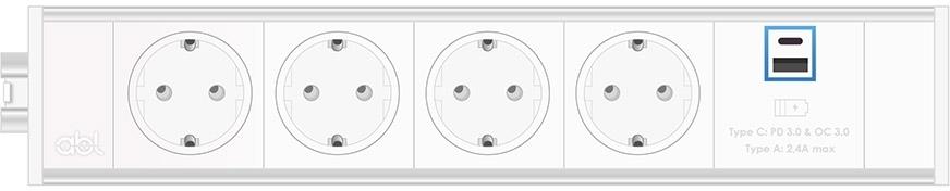 Модул Link 5M с 4х Шуко и USB тип A+C, цвят Бял, ABL