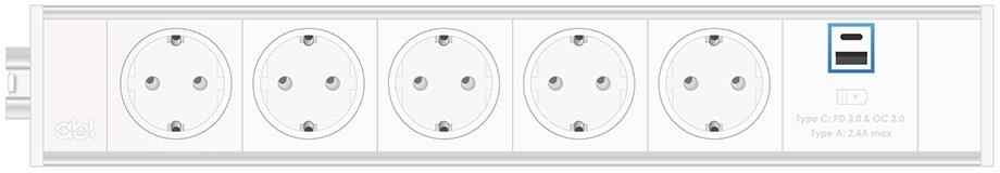 Модул Link 6M с 5х Шуко и USB тип A+C, цвят Бял, ABL