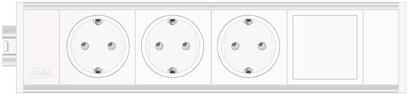 Модул Link 4M с 3х Шуко и 1х празен модул, цвят Бял, ABL