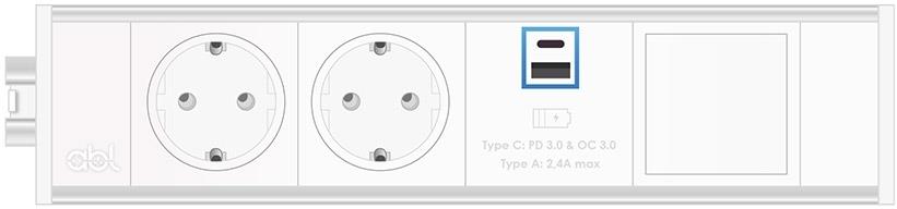 Модул Link 4M с 2х Шуко, USB тип A+C и 1х празен модул, цвят Бял, ABL