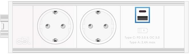 Модул Link 3M с 2х Шуко и USB тип A+C, цвят Бял, ABL