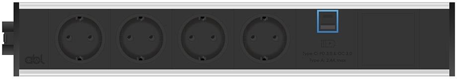 Модул Link 6M с 4х Шуко, USB тип A+C и 1х празен модул, цвят Черен, ABL