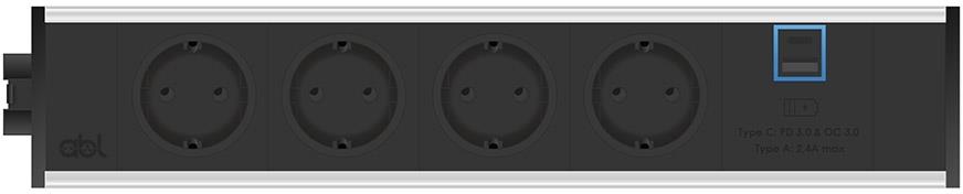 Модул Link 5M с 4х Шуко и USB тип A+C, цвят Черен, ABL