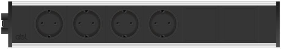 Модул Link 6M с 4х Шуко и 2х празни модула, цвят Черен, ABL