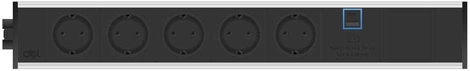 Модул Link 7M с 5х Шуко, USB тип A+C и 1х празен модул, цвят Черен, ABL
