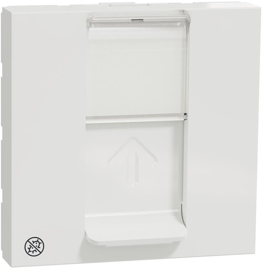 Лицев панел 45х45мм за 1х RJ45 Keystone, плосък прав изход 2 мод. Антибактериален Unica SE