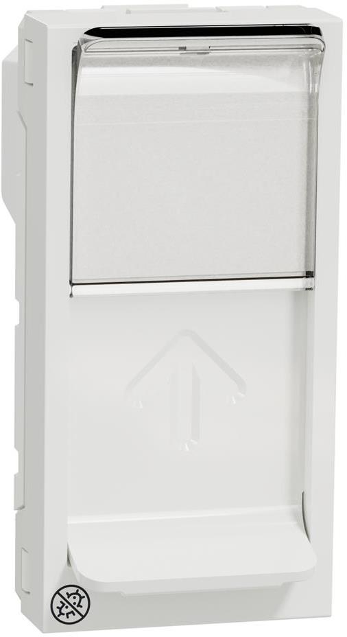 Лицев панел 22.5х45мм за 1х RJ45 Keystone, плосък прав изход 1 мод. Антибактериален Unica SE