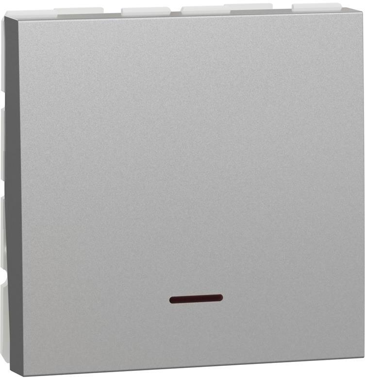 Двуполюсен ключ 32А с индикатор 2 мод. цвят Алуминий Unica SE