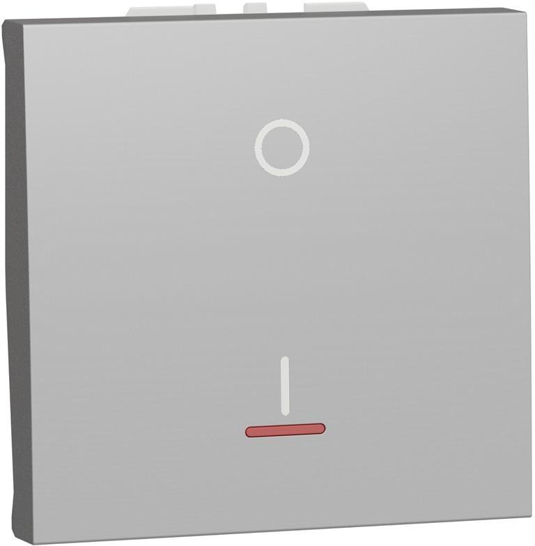 Двуполюсен ключ 16А с индикатор 2 мод. цвят Алуминий Unica SE