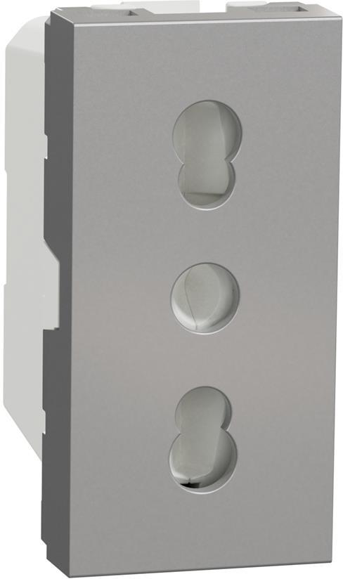 Контакт италиански стандарт с детска защита винт 1 мод. цвят Алуминий Unica SE