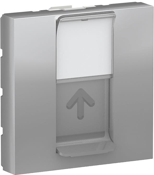 Лицев панел 45х45мм за 1х RJ45 Keystone, плосък прав изход 2 мод. цвят Алуминий Unica SE