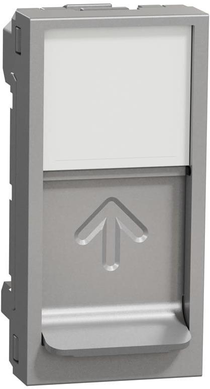 Лицев панел 22.5х45мм за 1х RJ45 Keystone, плосък прав изход 1 мод. цвят Алуминий Unica SE