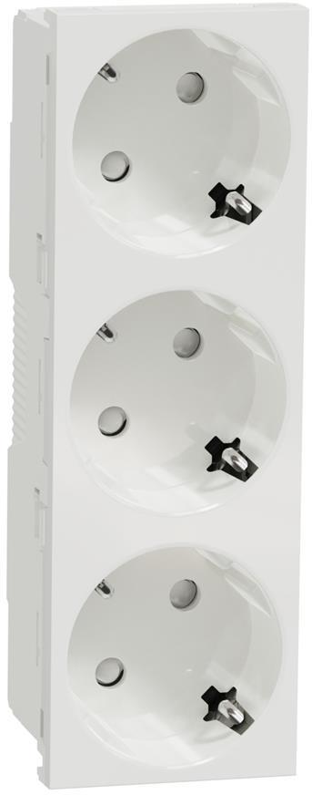 Контакт шуко ТРОЕН с детска защита авт. 6 мод. цвят Бял Unica SE