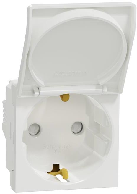 Контакт шуко с капак 2 мод. цвят Бял Unica SE