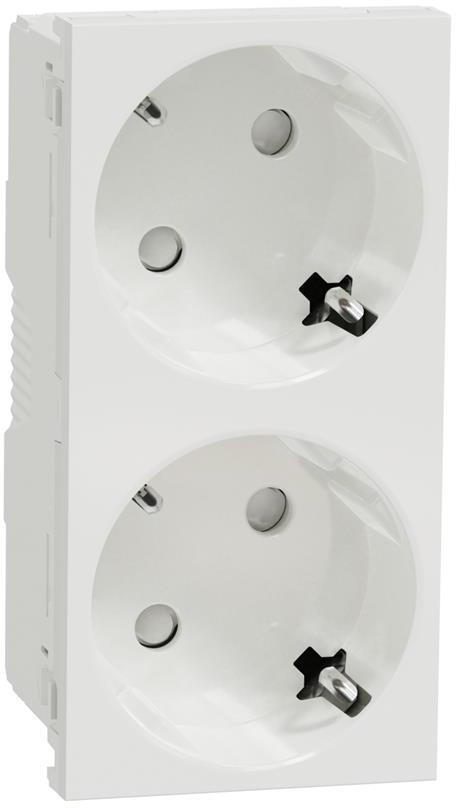 Контакт шуко ДВОЕН с детска защита авт. 4 мод. цвят Бял Unica SE