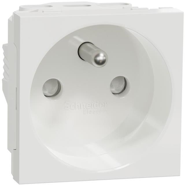 Контакт френски стандарт с детска защита винт 2 мод. цвят Бял Unica SE