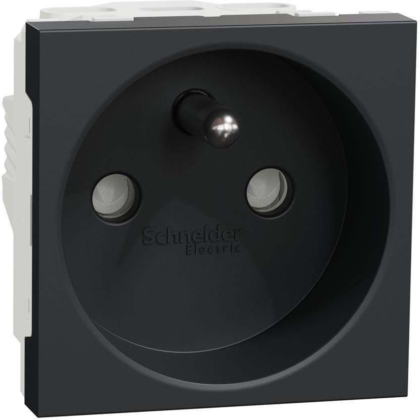 Контакт френски стандарт с детска защита винт 2 мод. цвят Антрацит Unica SE