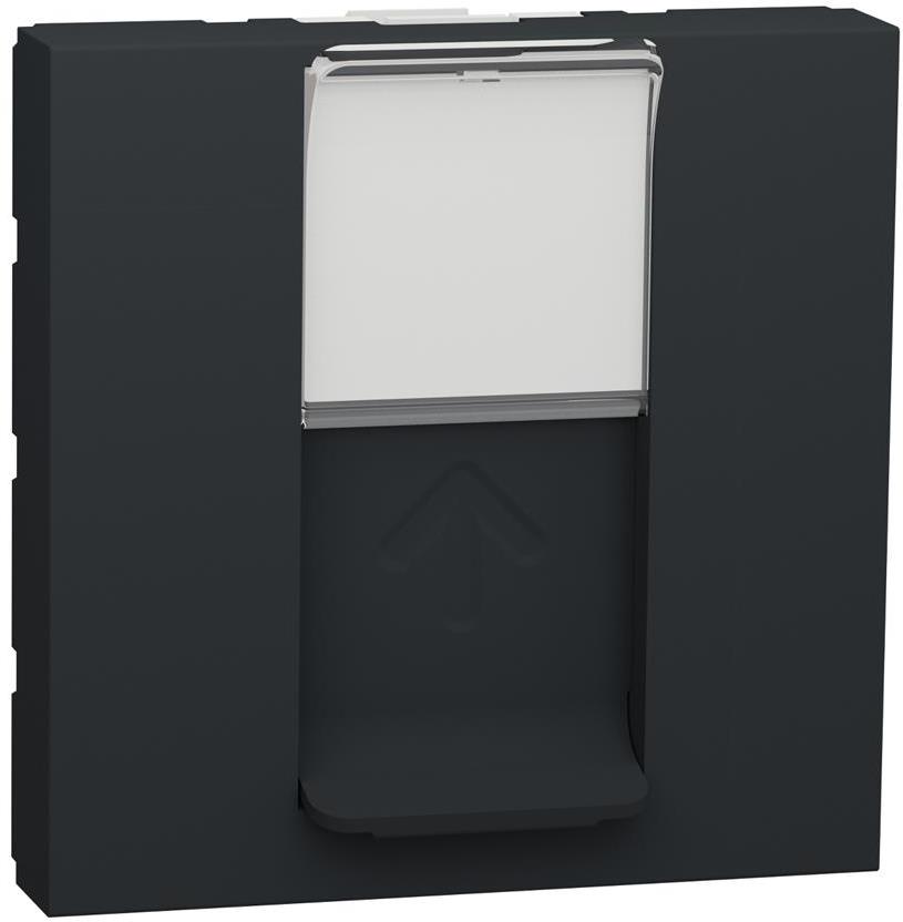 Лицев панел 45х45мм за 1х RJ45 Keystone, плосък прав изход 2 мод. цвят Антрацит Unica SE