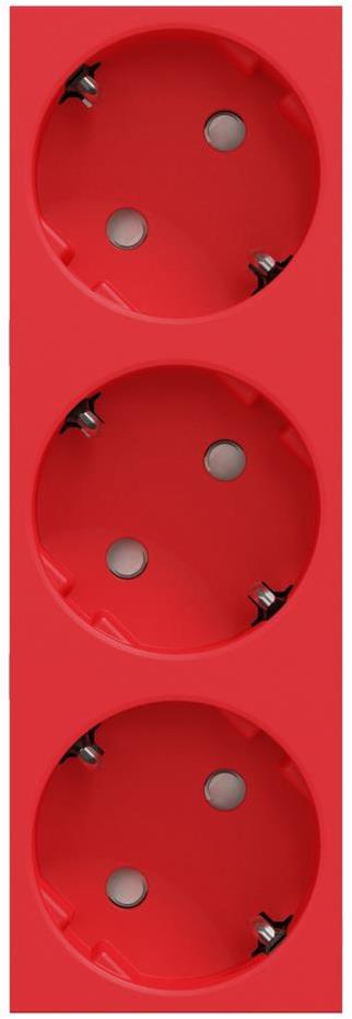 Контакт шуко ТРОЕН с детска защита авт. 6 мод. цвят Червен Unica SE