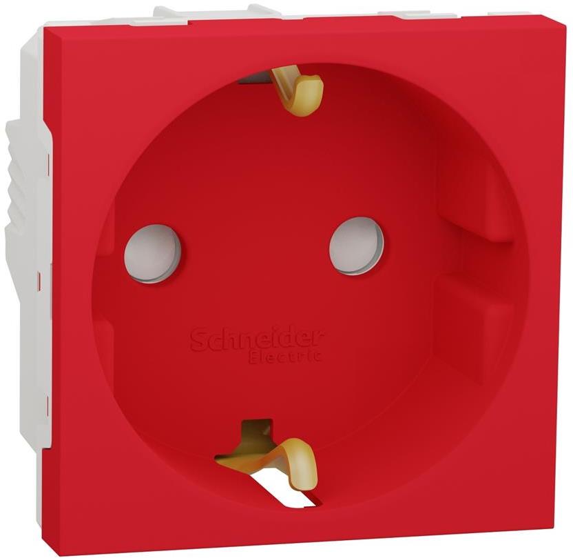 Контакт шуко с детска защита винт 2 мод. цвят Червен Unica SE