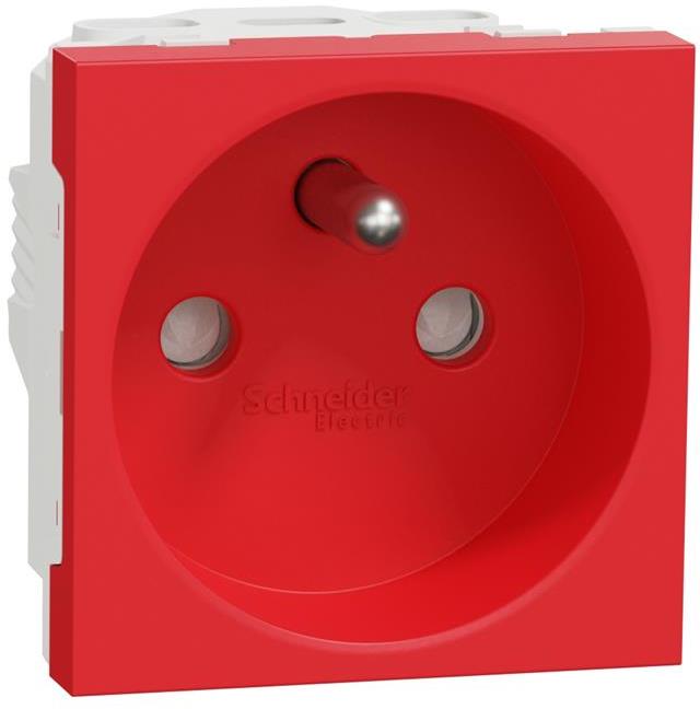 Контакт френски стандарт с детска защита винт 2 мод. цвят Червен Unica SE