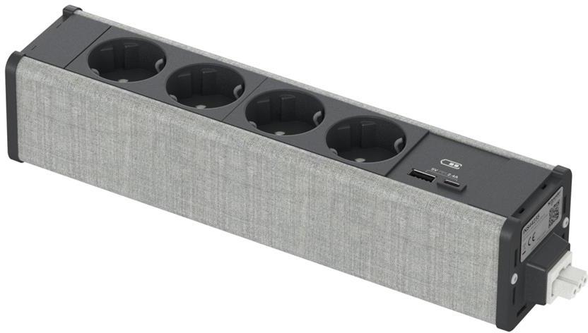 Модул 4х шуко и 2хUSB тип A+C цвят Антрацит / Текстил Unica System+ SE /до изчерпване/