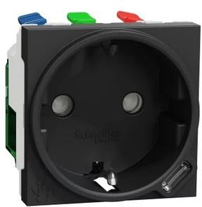Контакт шуко с детска защита авт. и USB тип C 2 мод. цвят Антрацит Unica SE