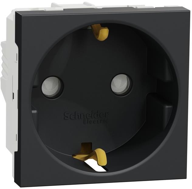 Контакт шуко с детска защита винт 2 мод. цвят Антрацит Unica SE