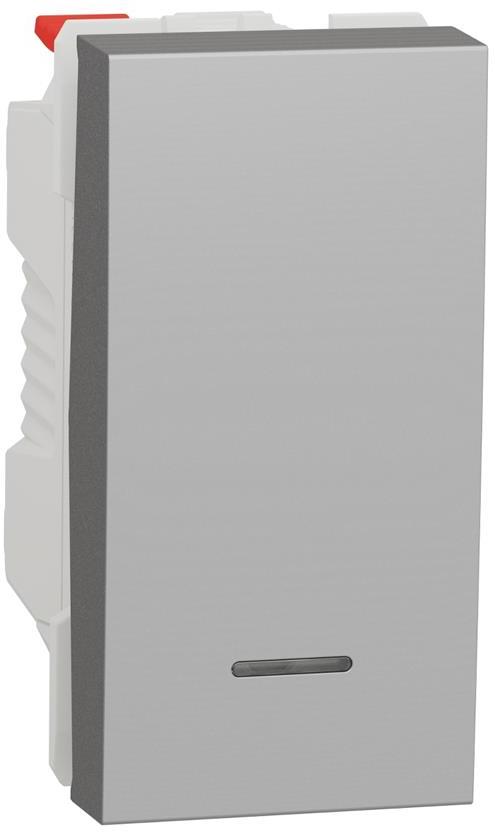 Бутон с индикатор 1 мод. цвят Алуминий Unica SE