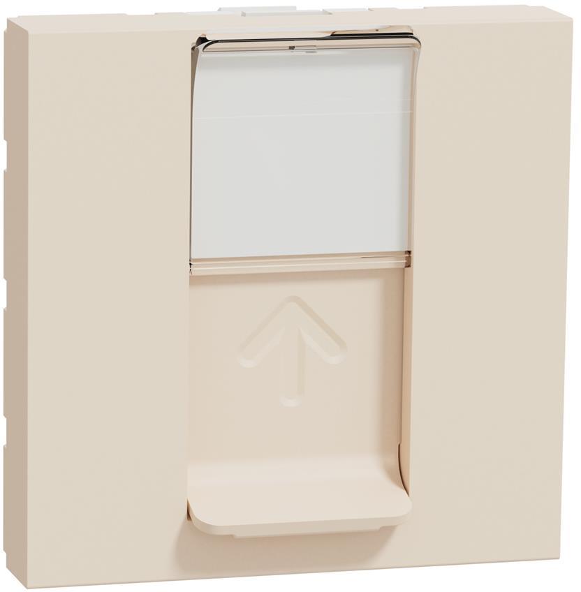 Лицев панел 45х45мм за 1х RJ45 Keystone, плосък прав изход 2 мод. цвят Крем Unica SE /до изчерпване/