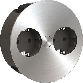 Модул TWIST с 2х Шуко, с кабел 2м, цвят Инокс, Bachmann