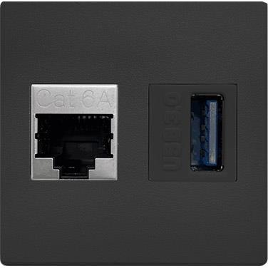 Модул IMP с 1х RJ45 Cat.6A и 1х USB 3.0 цвят Черен, ABL