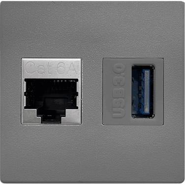 Модул IMP с 1х RJ45 Cat.6A и 1х USB 3.0 цвят Сив, ABL