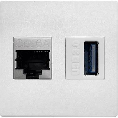 Модул IMP с 1х RJ45 Cat.6A и 1х USB 3.0 цвят Бял, ABL