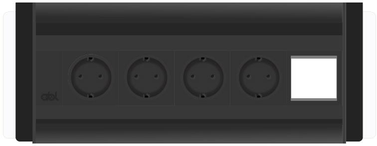 Модул Aero Flip 5M с 4х Шуко и 1х празен модул, цвят Черен, ABL
